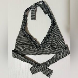 J. Crew checkered print gingham ruffled vintage style bikini top size S